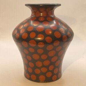 Vintage 2006 Chulucanas Vase Peru Signed Alex Calle Sosa Brown Red Polka…